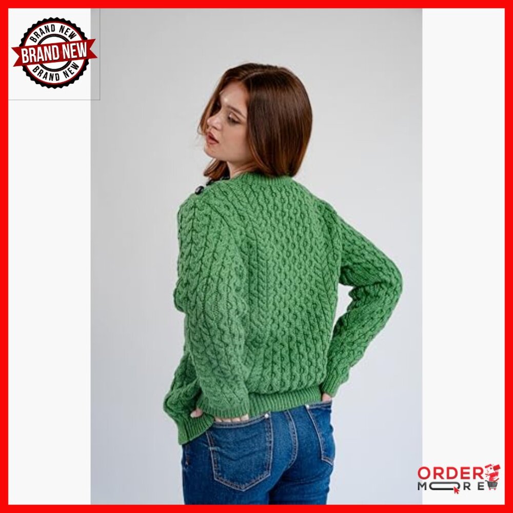 100% Merino Wool Side Button Pullover Sweater Cre… - image 3